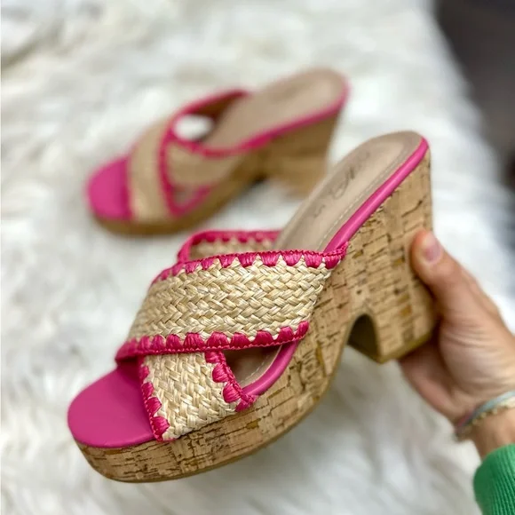 Pink Woven Cork Wedge - Picture 6 of 8